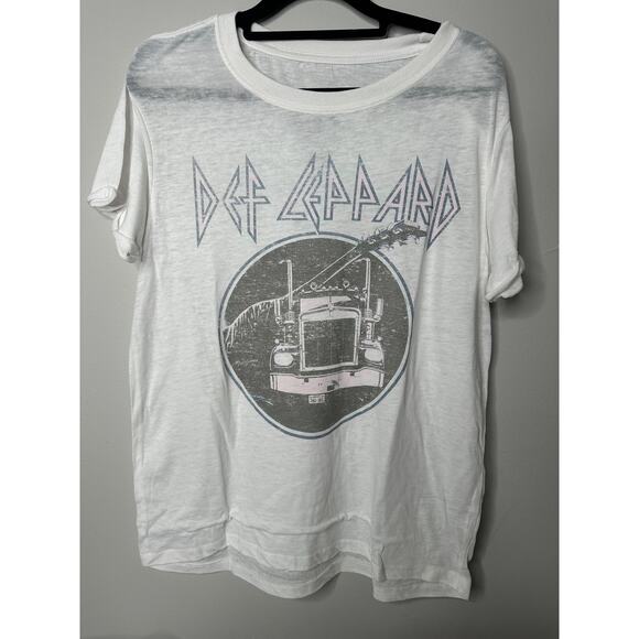 NWT Recycled Karma Def Leppard Semi Truck White T-Shirt Sz S - Picture 1 of 4